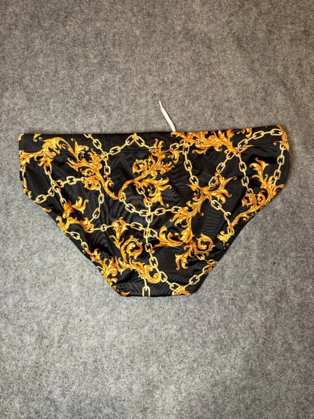 OBEACHSPORT Black Gold Baroque Chain Men’s Swim Brief XL